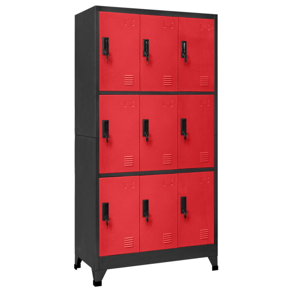 vidaXL Locker Cabinet Anthracite and Red Steel Office Storage Locker Furniture