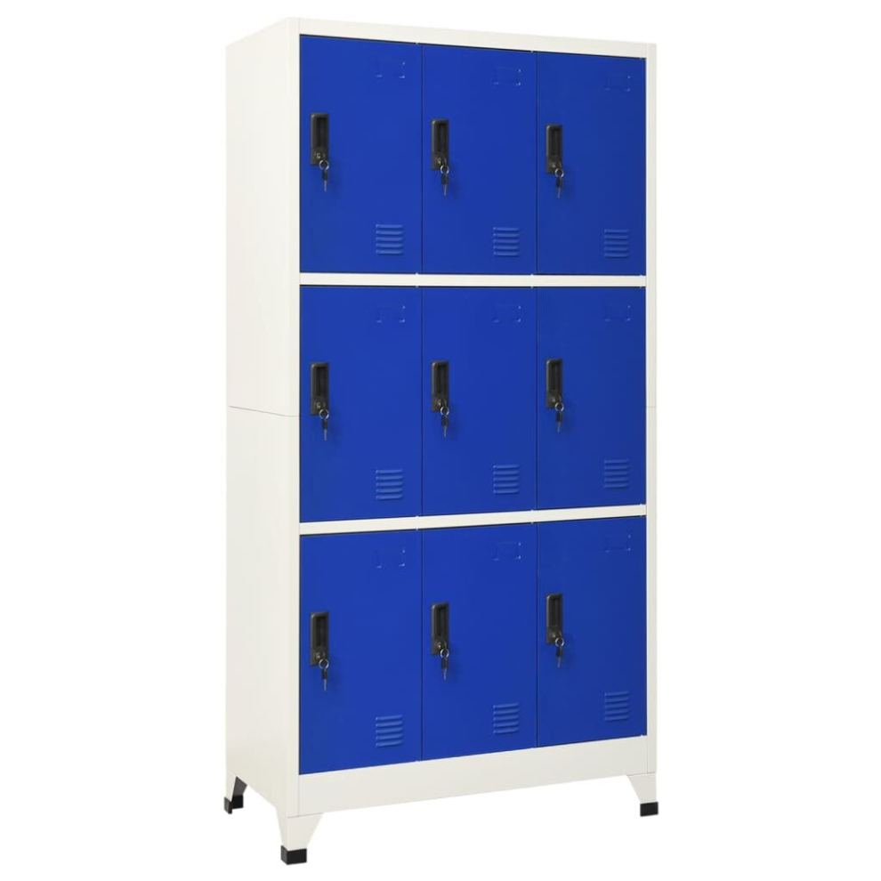 Vidaxl Locker Cabinet Grey And Blue Steel Office Storage Locker Furniture