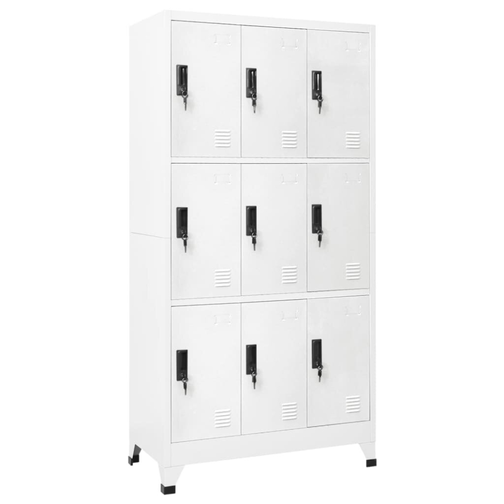 vidaXL Locker Cabinet White Steel Office Indoor Storage Filing Cabinet Locker