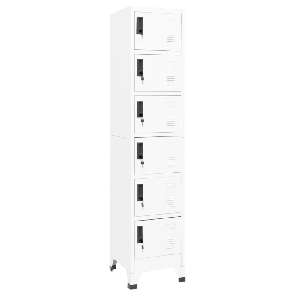 vidaXL Locker Cabinet White 40 cm Steel Storage Home Office Cabinet Furniture