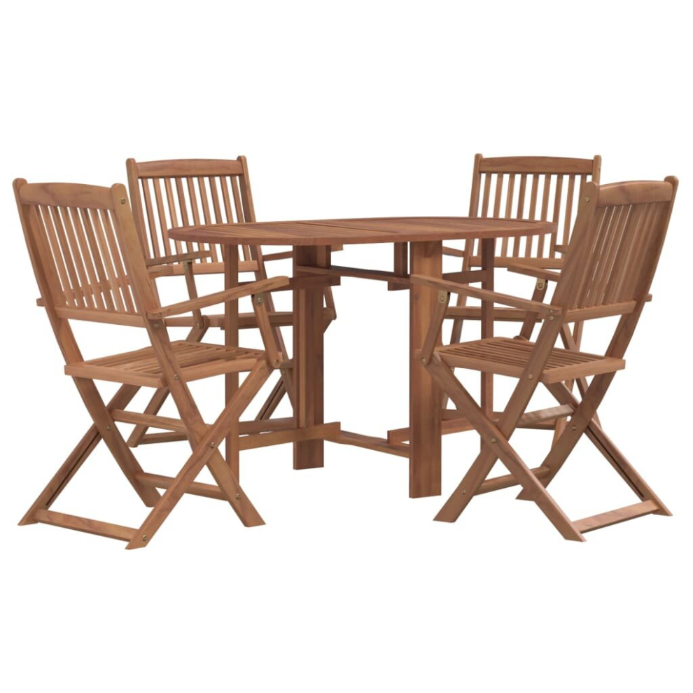 vidaXL Outdoor Dining Set 5 Piece Garden Patio Table Chair Solid Acacia Wood