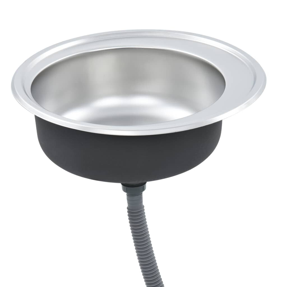 Vidaxl Kitchen Sink With Strainer And Trap Stainless Steel Single Bowl Basin