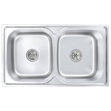 vidaXL Kitchen Sink Double Basin with Strainer & Trap Stainless Steel Basin