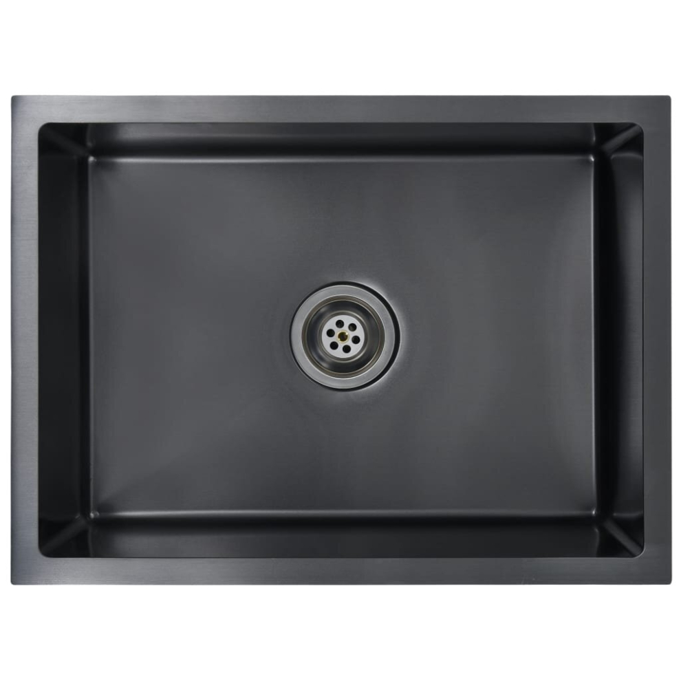 vidaXL Handmade Kitchen Sink Black Stainless Steel Under-mount Kitchen Basin