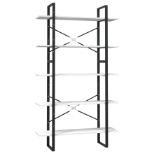 vidaXL Pinewood 5-Tier Book Cabinet White Bookcase Bookshelf Storage Rack