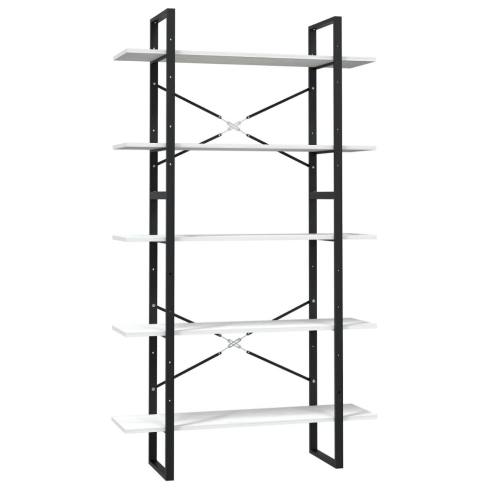 vidaXL Pinewood 5-Tier Book Cabinet White Bookcase Bookshelf Storage Rack