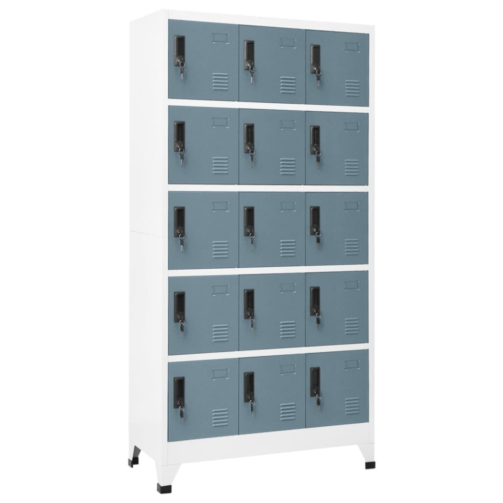 vidaXL Locker Cabinet Light Grey and Dark Grey Steel Office Storage Cabinet