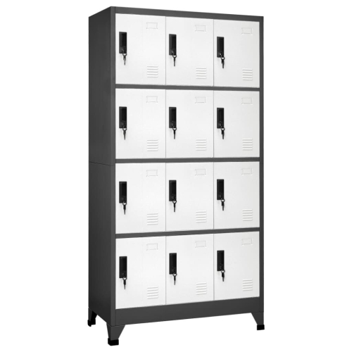 VidaXL vidaXL Locker Cabinet Anthracite and White Steel Office Storage Cabinet Locker