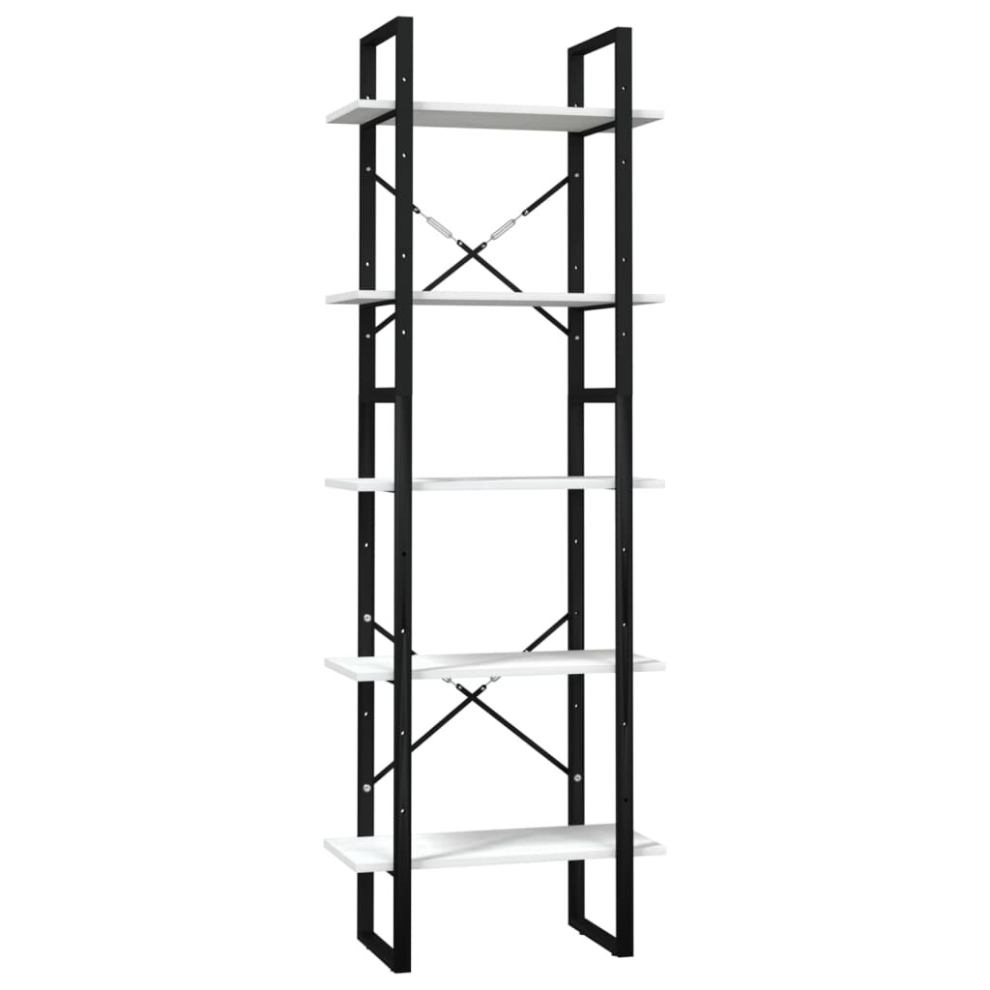 Vidaxl Pinewood 5-Tier Book Cabinet Bookcase Bookshelf Storage Rack White