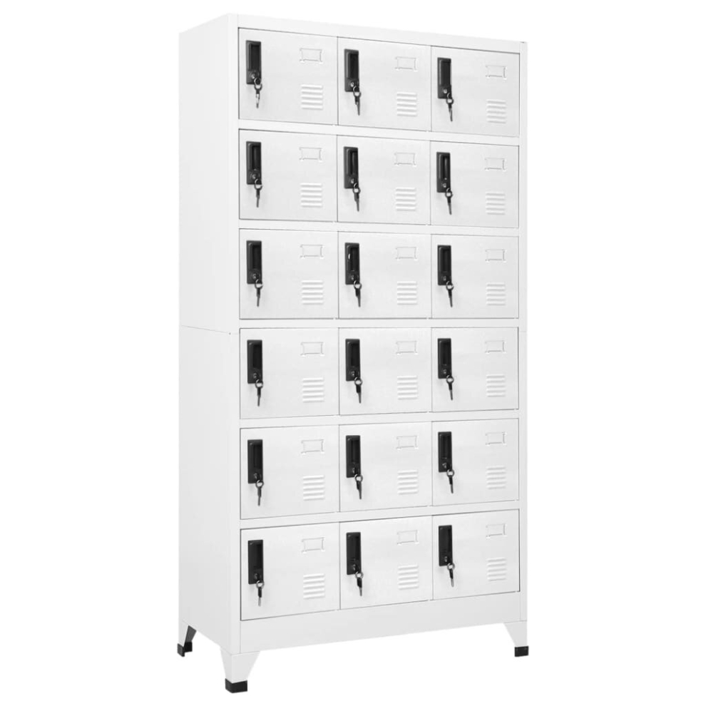 Vidaxl Locker Cabinet White Steel Office Storage Filling Cabinet Furniture
