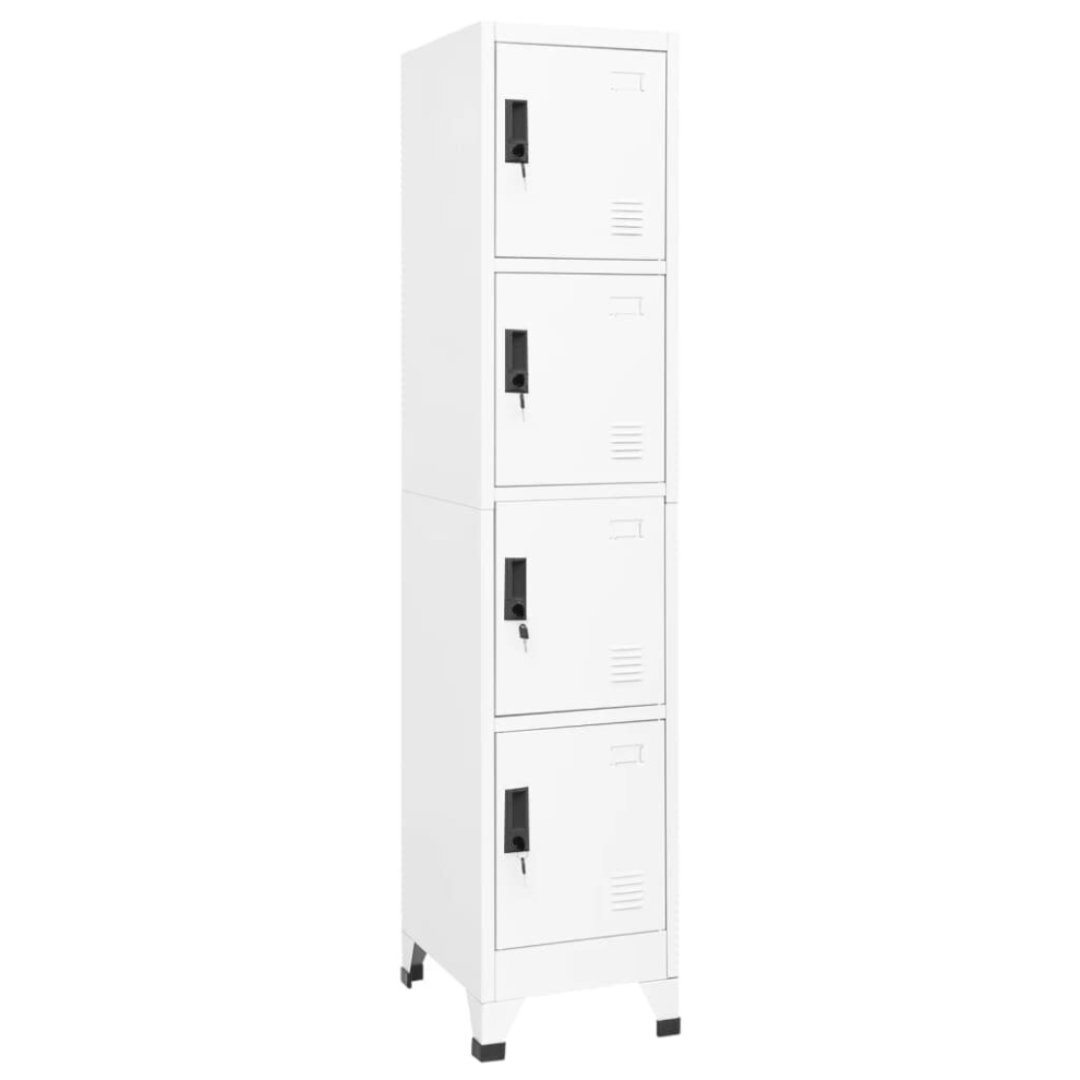 Vidaxl Locker Cabinet White 45 Cm Steel Storage Home Office Cabinet Furniture