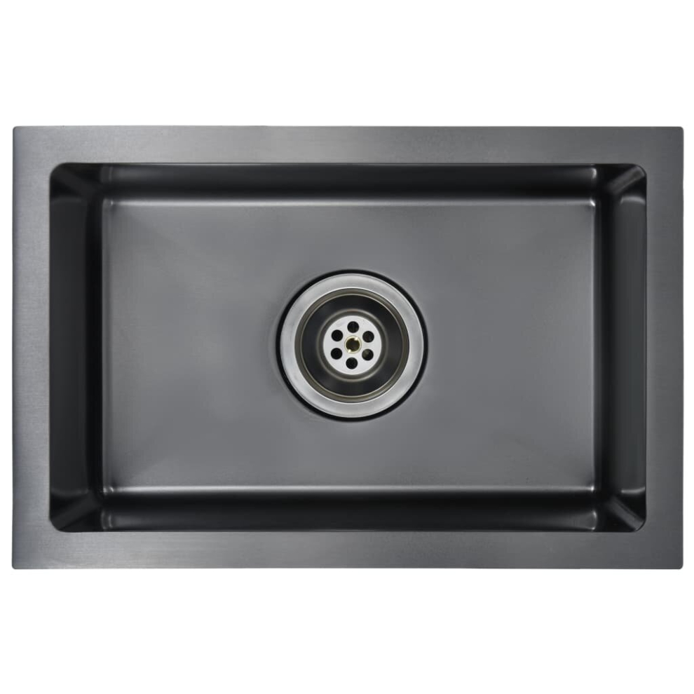 vidaXL Handmade Kitchen Sink Black Stainless Steel Under-mount Kitchen Basin