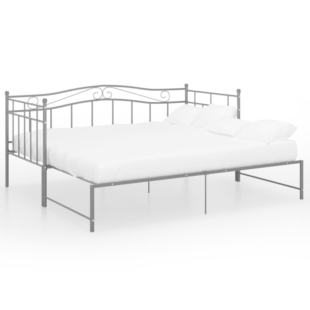 vidaXL Pull-out Sofa Bed Frame Grey Metal Living Room Occasional Sleepover