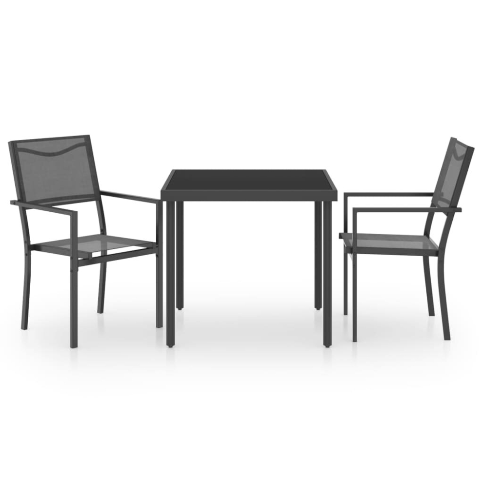 vidaXL Outdoor Dining Set 3 Piece Steel Garden Patio Dinner Table and Chair