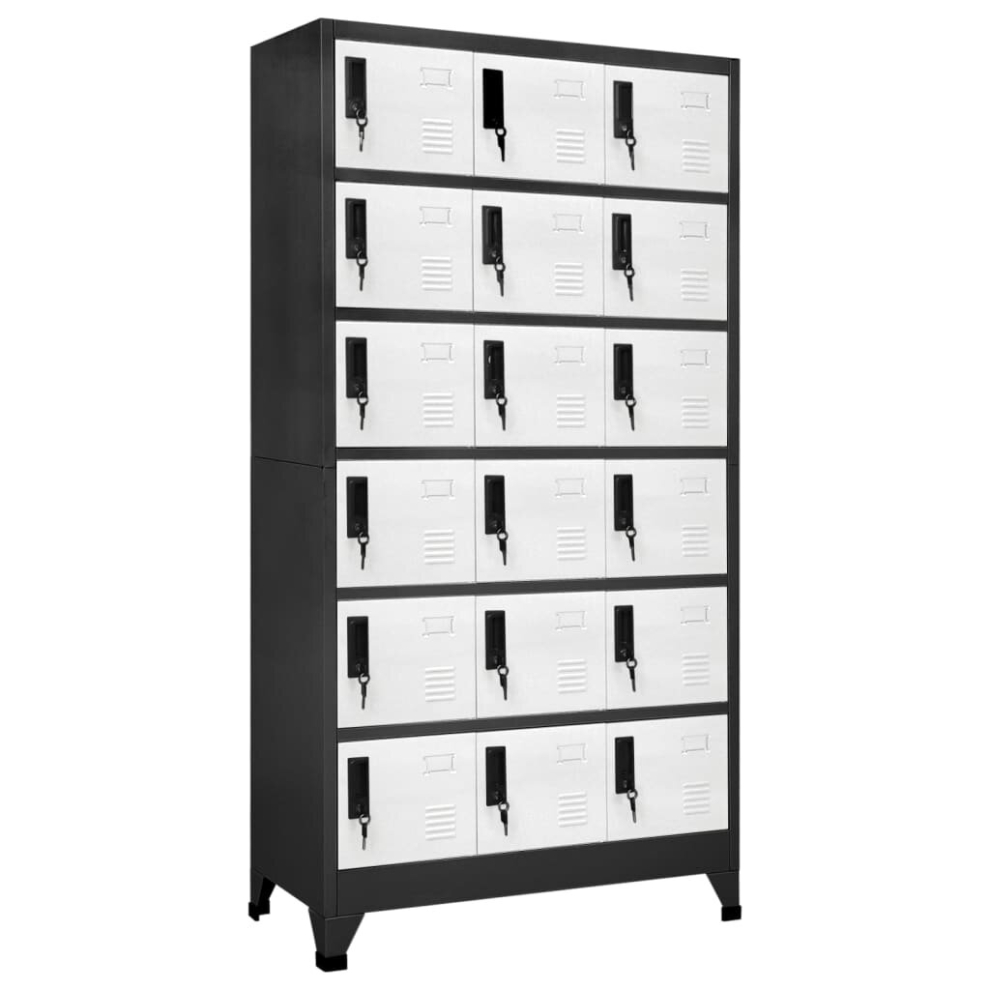 vidaXL Locker Cabinet Anthracite and White Steel Storage Cabinet Furniture