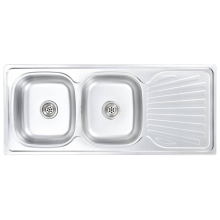 vidaXL Kitchen Sink Double Basin with Strainer & Trap Stainless Steel Basin
