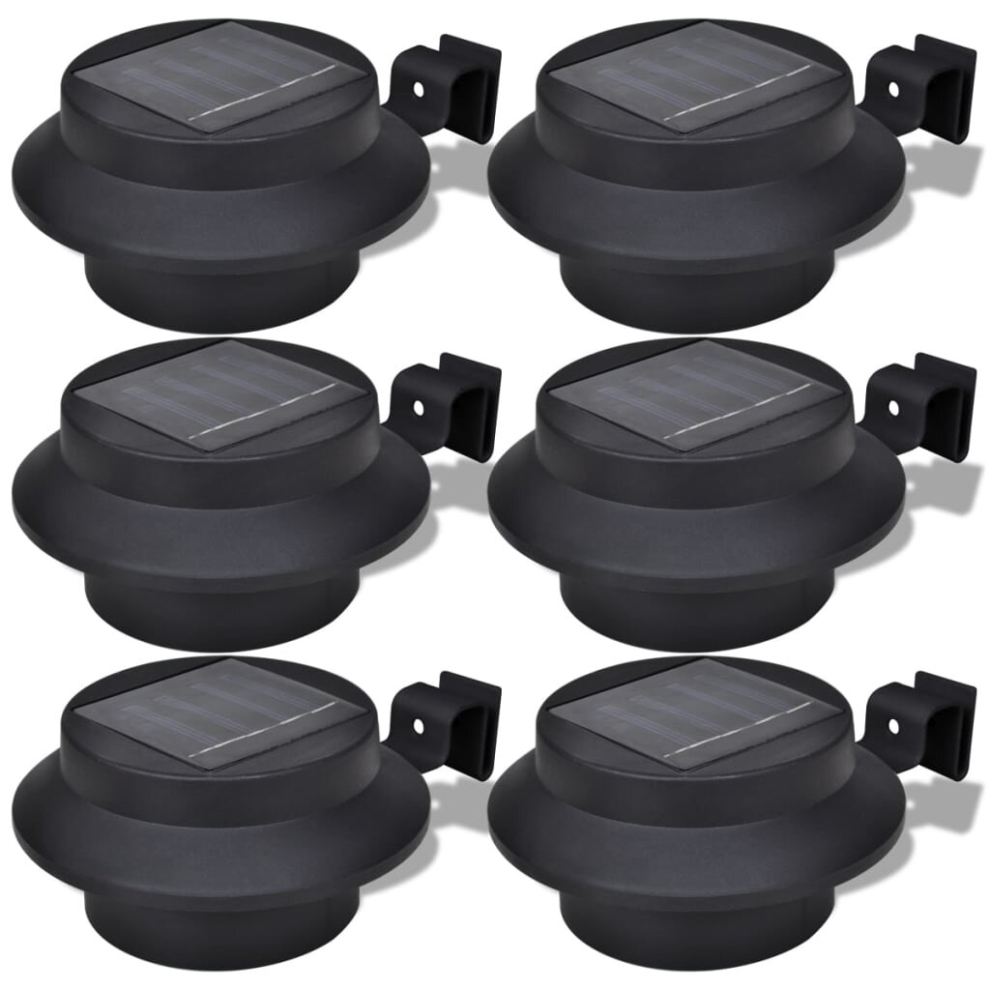Vidaxl Outdoor Solar Lamp Set 6 Pcs Black Garden Fence Light Gutter Light