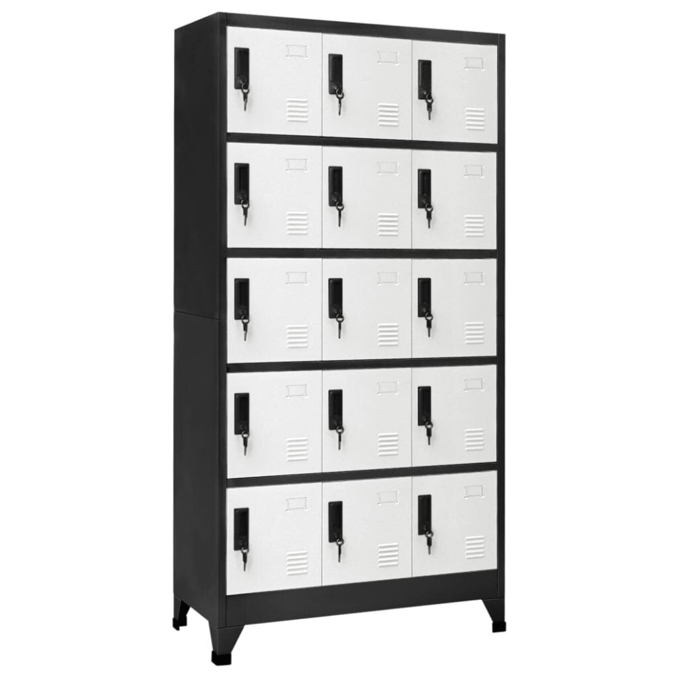 Vidaxl Locker Cabinet Anthracite And White Steel Office Storage Cabinet Locker