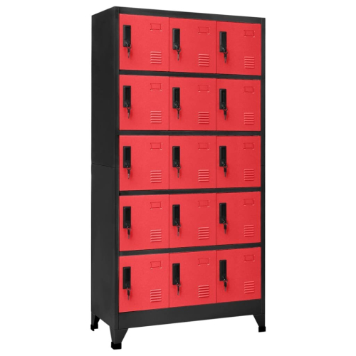 VidaXL vidaXL Locker Cabinet Anthracite and Red Steel Office Storage Cabinet Locker