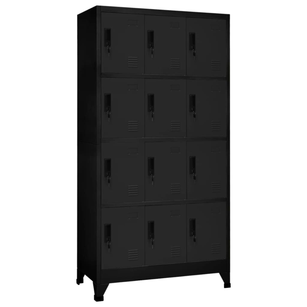 vidaXL Locker Cabinet Black Steel Office Indoor Storage Filing Cabinet Locker