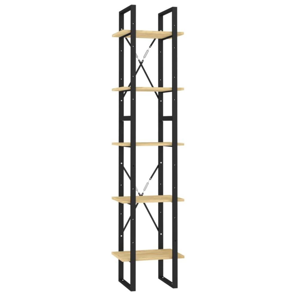 Vidaxl Pinewood 5-Tier Book Cabinet Home Storage Rack Book Organiser Bookcase