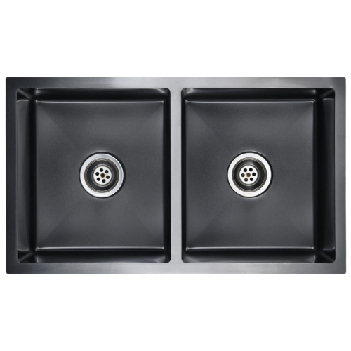 VidaXL vidaXL Handmade Kitchen Sink Black Stainless Steel Under-mount Kitchen Basin