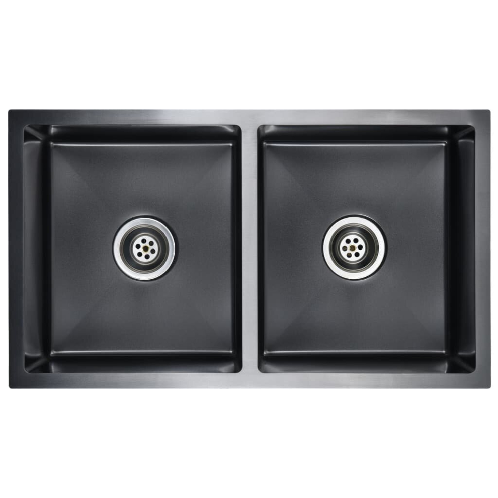 vidaXL Handmade Kitchen Sink Black Stainless Steel Under-mount Kitchen Basin