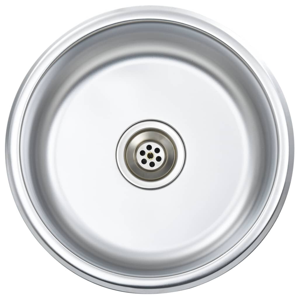 Vidaxl Kitchen Sink With Strainer And Trap Stainless Steel Single Bowl Sink