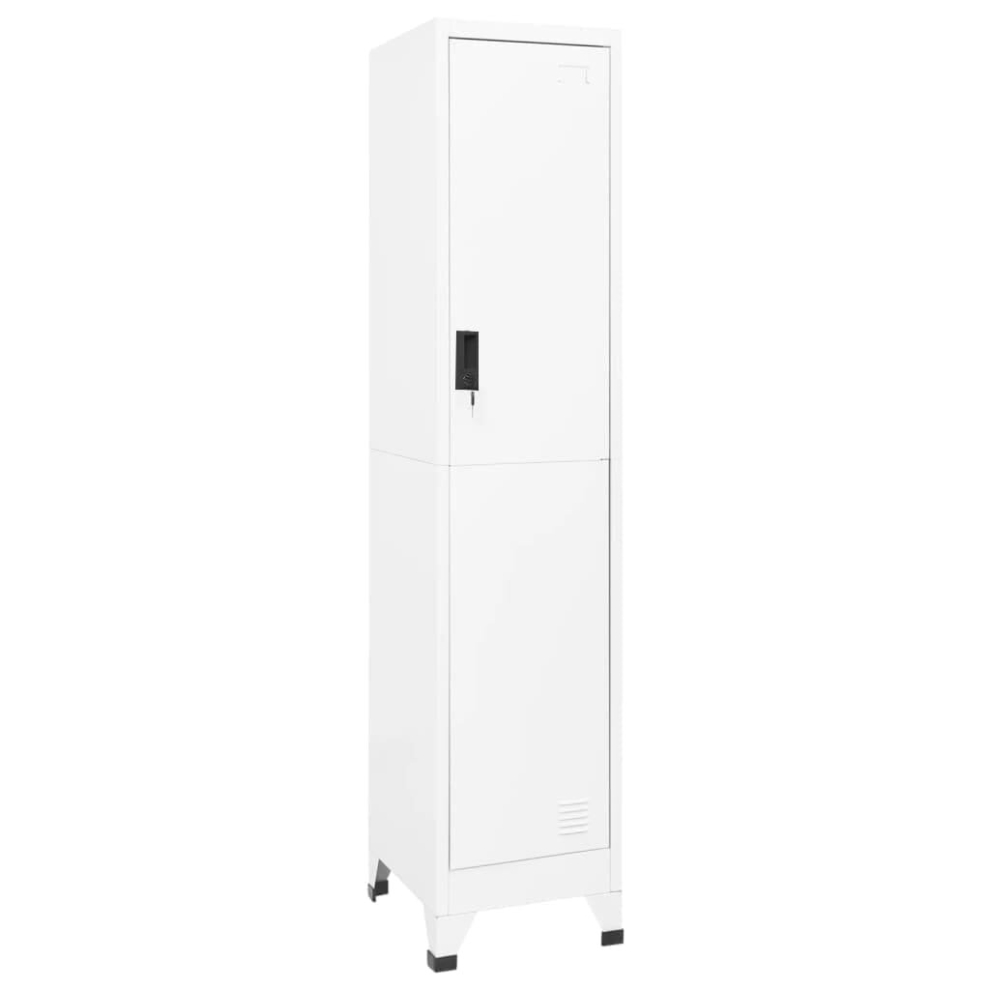 vidaXL Locker Cabinet White 45 cm Steel Storage Home Office Cabinet Furniture