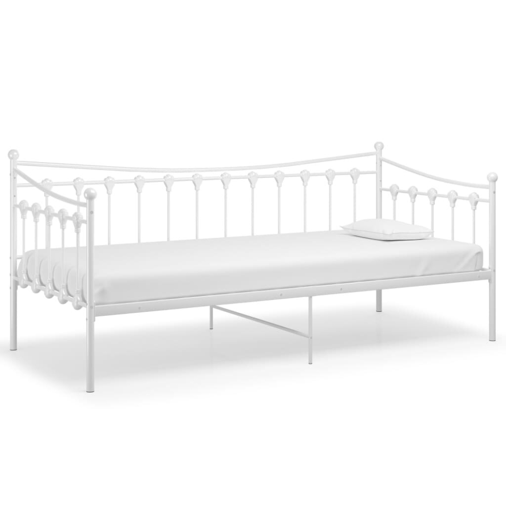 vidaXL Sofa Bed Frame White Metal Occasional Sleepover Guest Rest Living Room