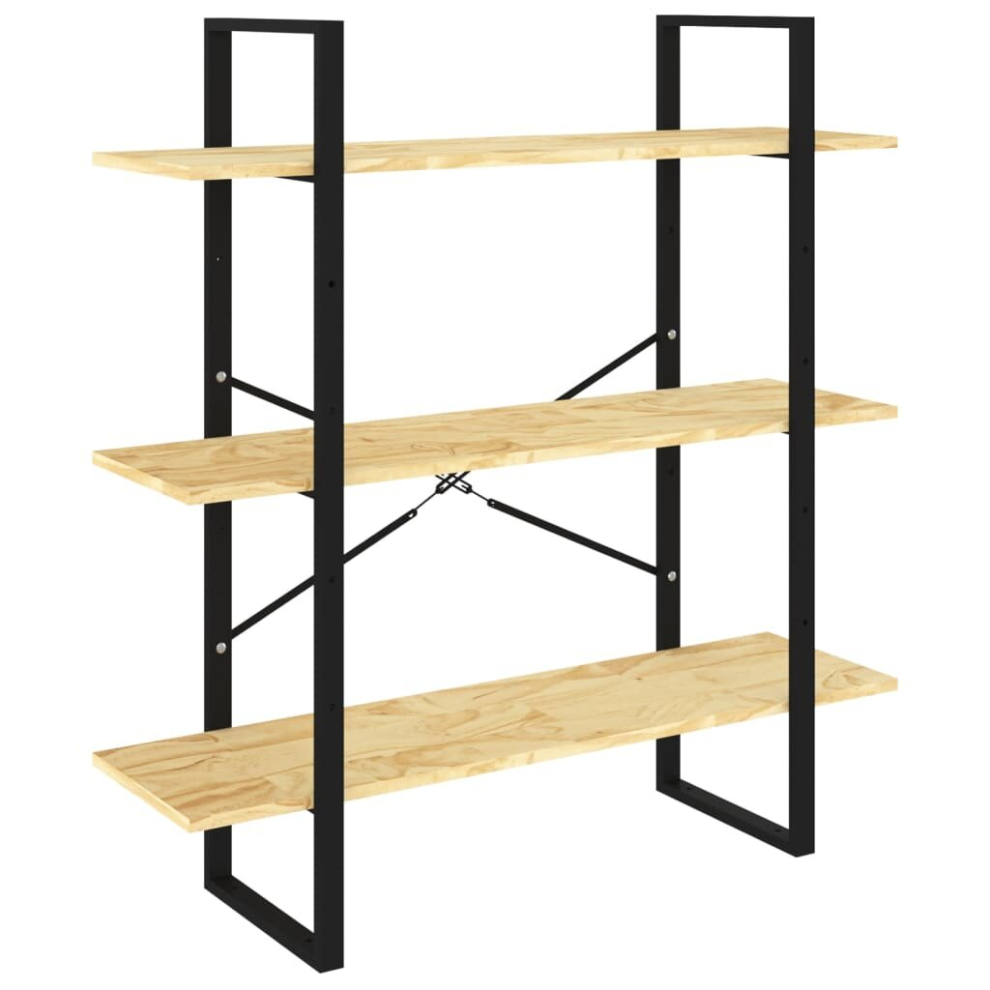 Vidaxl Solid Pine Wood 3-Tier Book Cabinet Organiser Bookcase Storage Rack