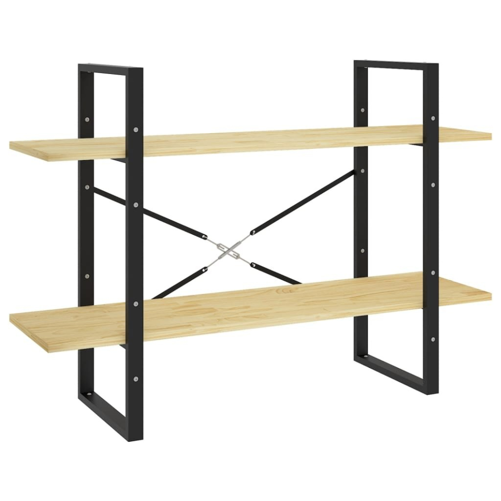 Vidaxl Solid Pine Wood 2-Tier Book Cabinet Organiser Bookcase Storage Rack