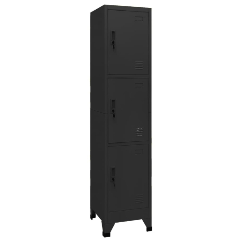 VidaXL vidaXL Locker Cabinet Black 45 cm Steel Storage Home Office Cabinet Furniture