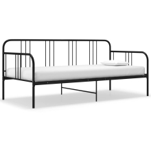 vidaXL Sofa Bed Frame Black Metal 90x200 cm Bedroom Day Bed Base Bedstead Sofa