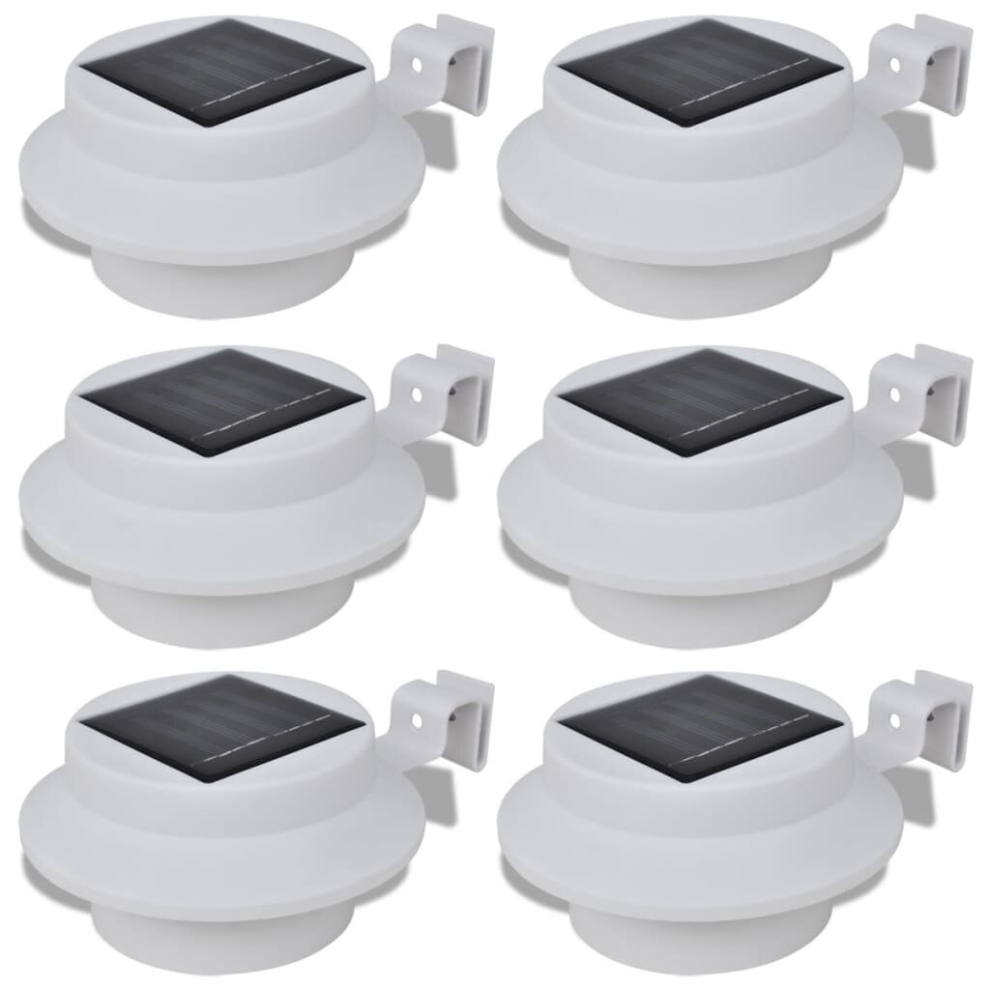 Vidaxl Outdoor Solar Lamp Set 6 Pcs White Garden Fence Light Gutter Light