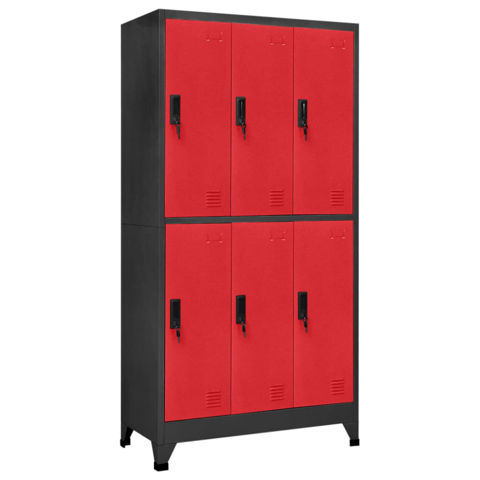 vidaXL Locker Cabinet Anthracite and Red Steel Office Storage Locker Cabinet