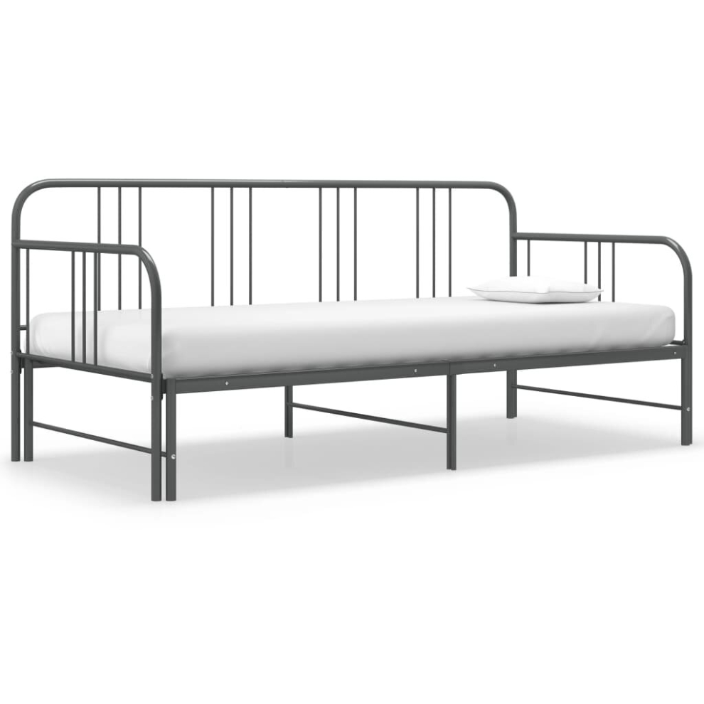 vidaXL Pull-out Sofa Bed Frame Grey Metal 90x200cm Bedroom Guest Day Bed Base