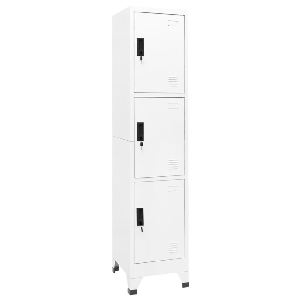 Vidaxl Locker Cabinet White 45 Cm Steel Storage Home Office Cabinet Furniture