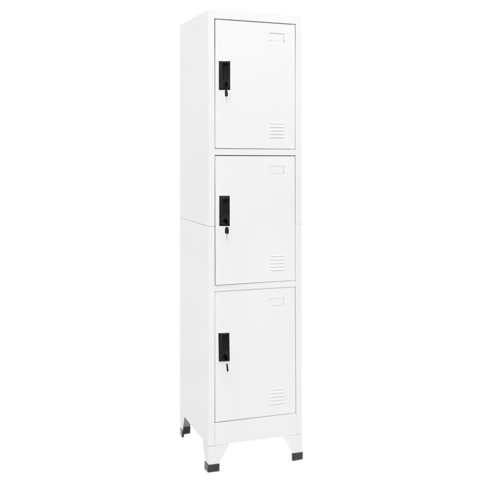 vidaXL Locker Cabinet White 45 cm Steel Storage Home Office Cabinet Furniture