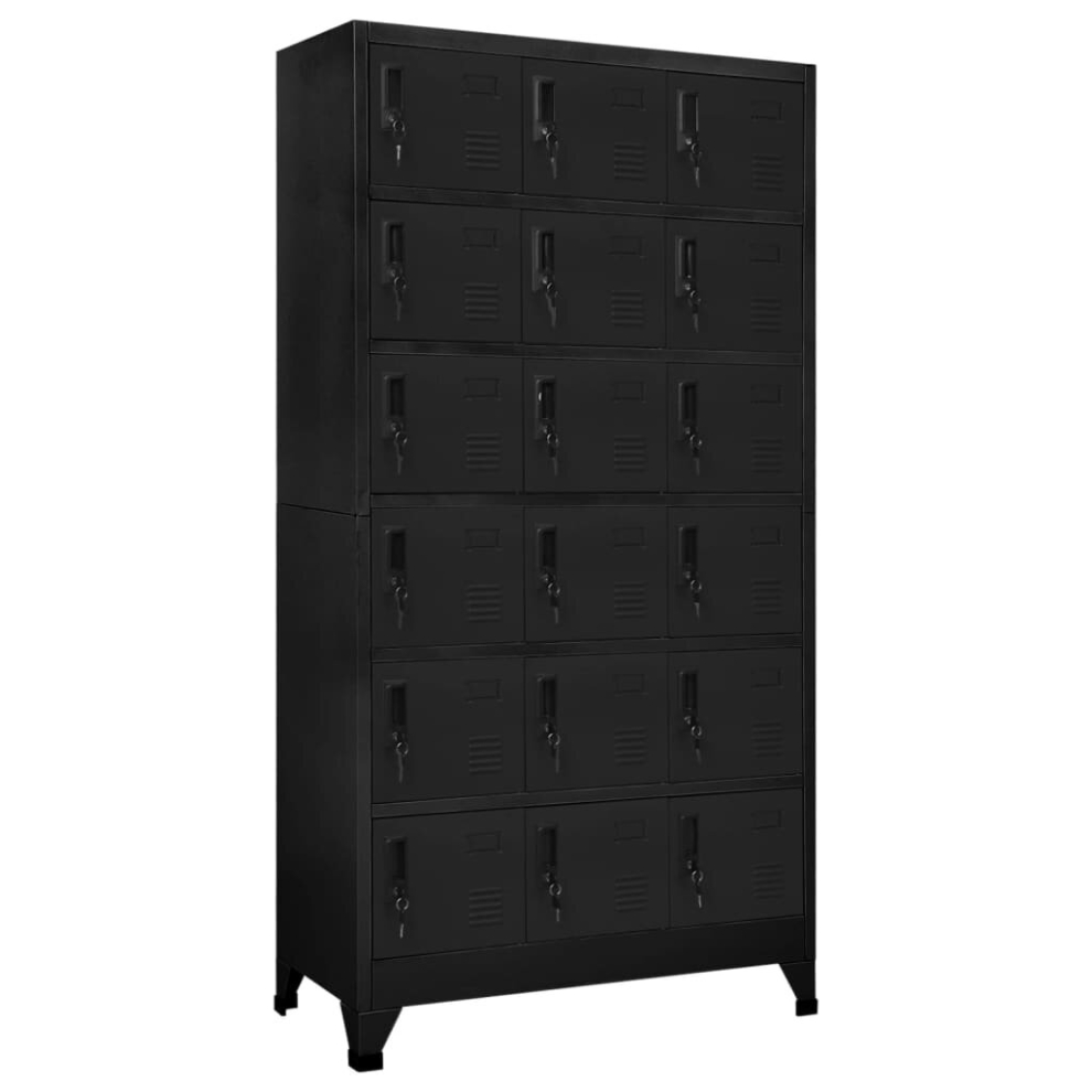 vidaXL Locker Cabinet Black Steel Office Storage Filling Cabinet Furniture