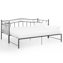 vidaXL Pull-out Sofa Bed Frame Black Meta Living Room Occasional Sleepover