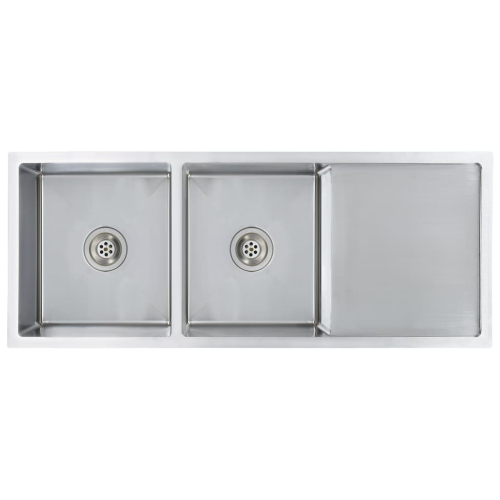 VidaXL vidaXL Handmade Kitchen Sink Stainless Steel Under-mount Kitchen Sink Basin