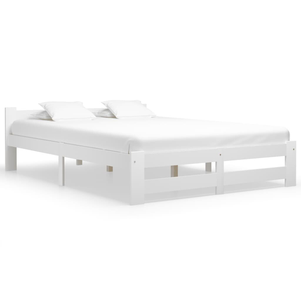 vidaXL Solid Wood Pine Bed Frame White 160x200 cm Bedroom Wooden Bedstead