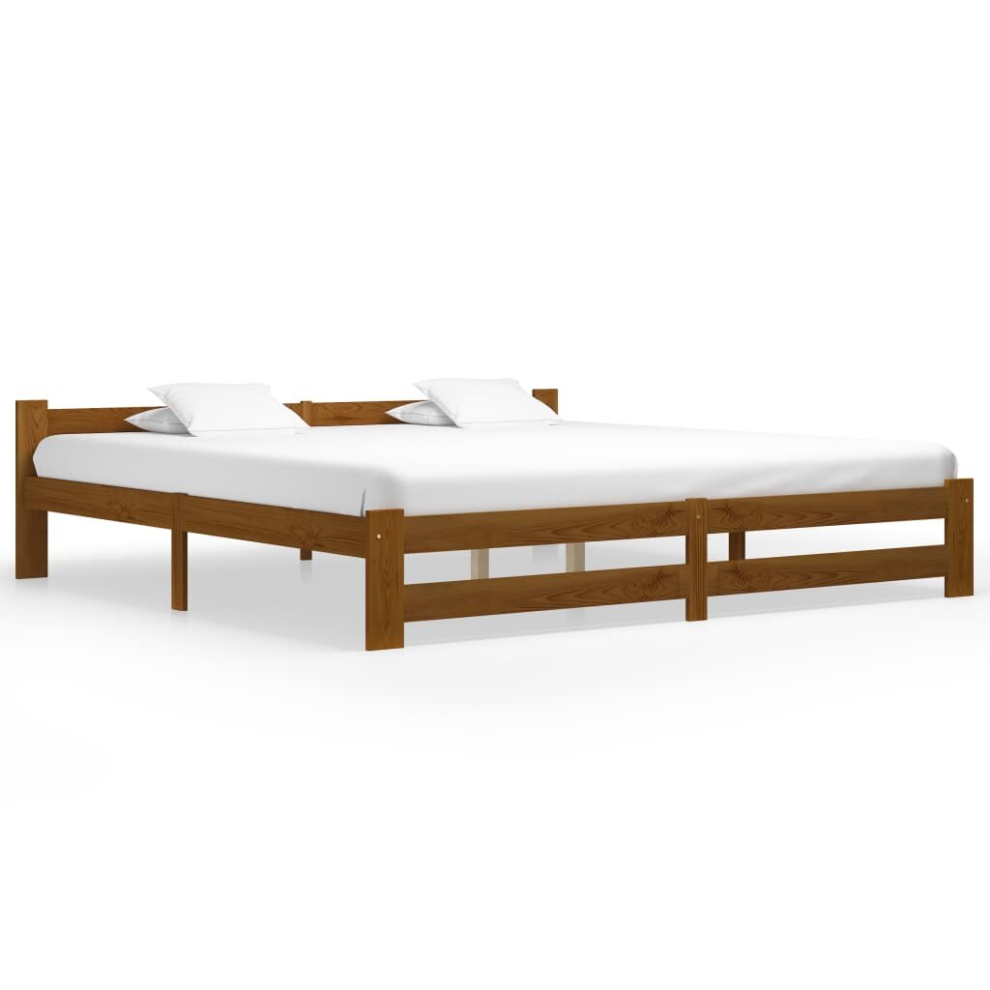 vidaXL Solid Wood Pine Bed Frame Honey Brown 200x200 cm Bedstead Bed Base