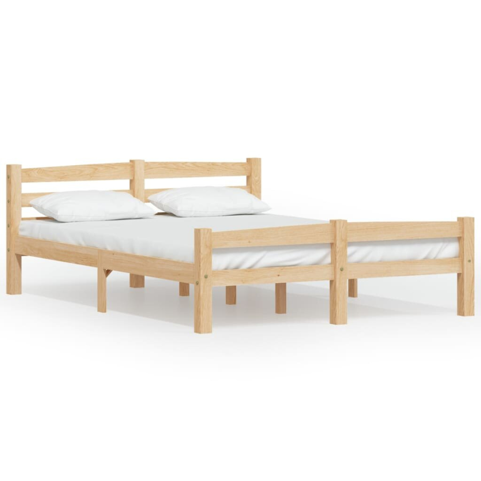 vidaXL Solid Wood Pine Bed Frame 140x200 cm Bedroom Wooden Bedstead Bed Base