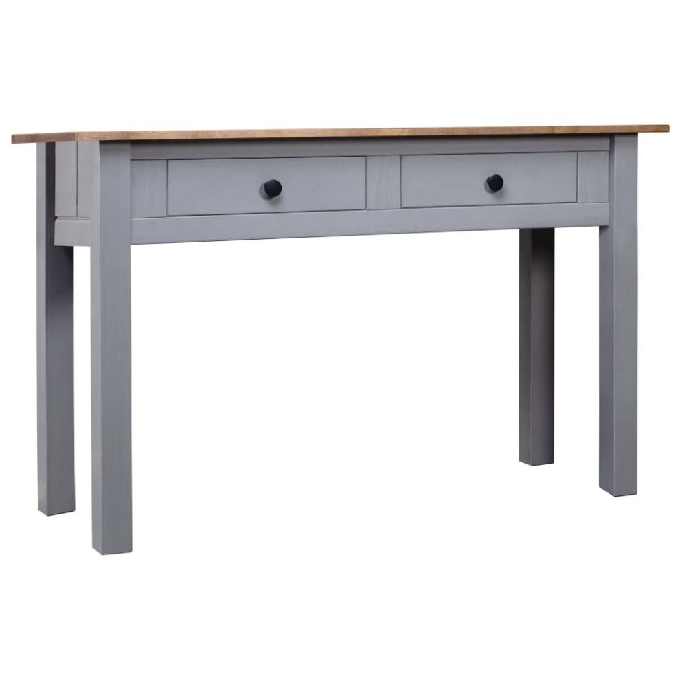 vidaXL Solid Wood Pine Console Table Grey Panama Range Drawers Hall Table