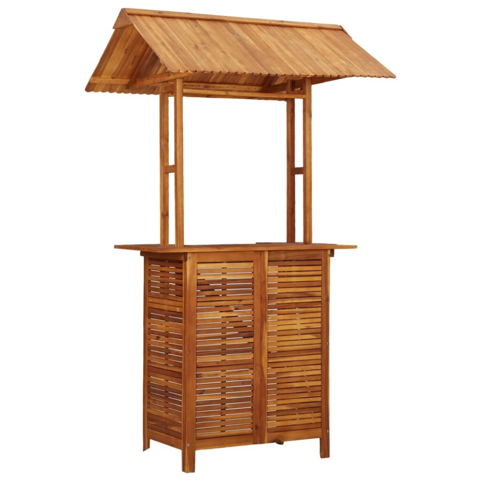 Vidaxl Solid Acacia Wood Outdoor Bar Table With Rooftop Wooden Dining Table