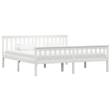 vidaXL Bed Frame Bed Base Bedstead White Solid Pinewood 180x200 cm Super King