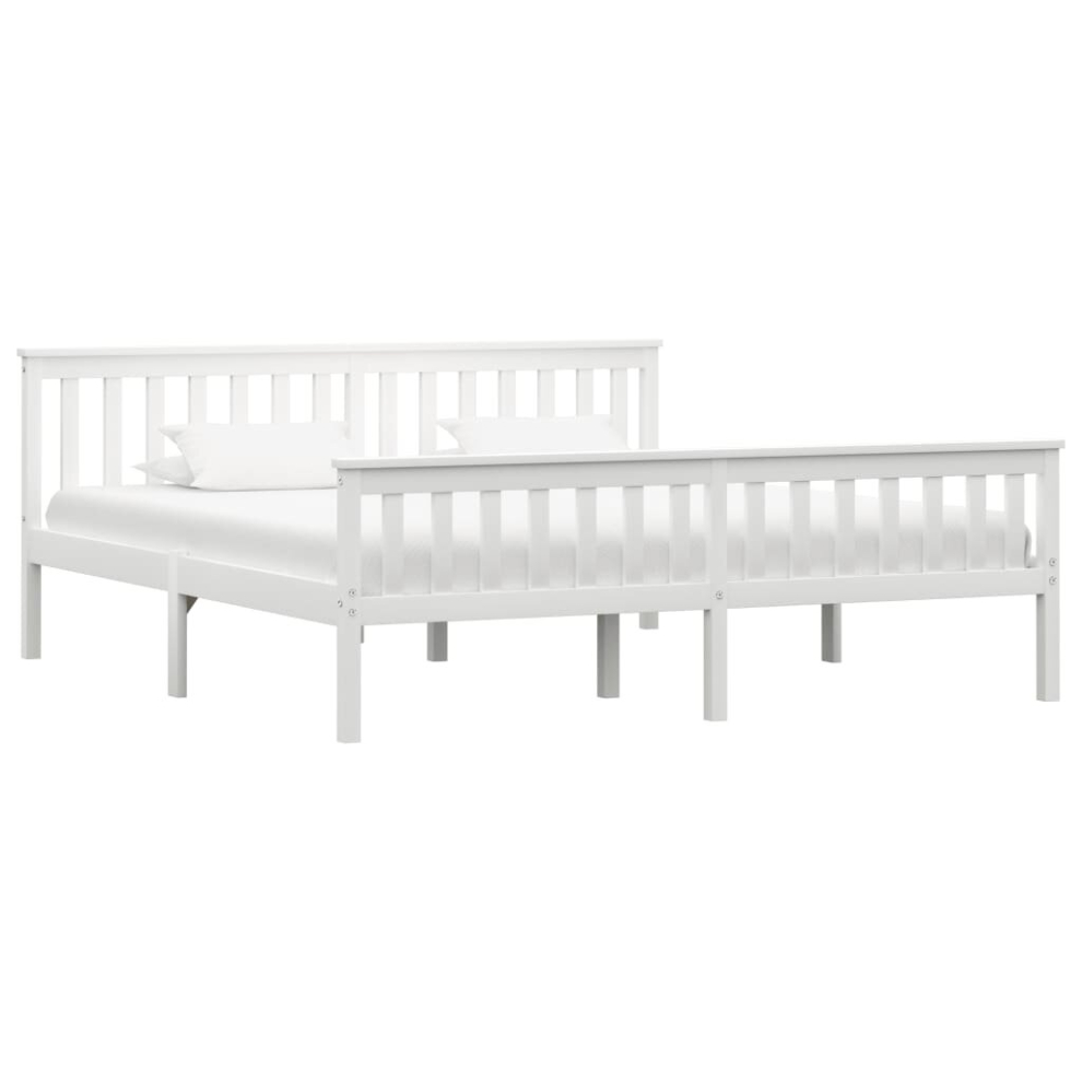 vidaXL Solid Pine Wood Bed Frame White 180x200cm Double 6FT Super King Bedroom