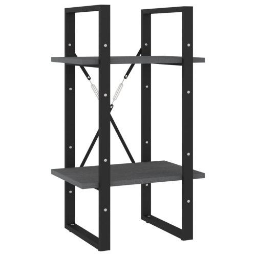 VidaXL vidaXL Solid Pine Wood 2-Tier Book Cabinet Grey Office Storage Rack Bookcase